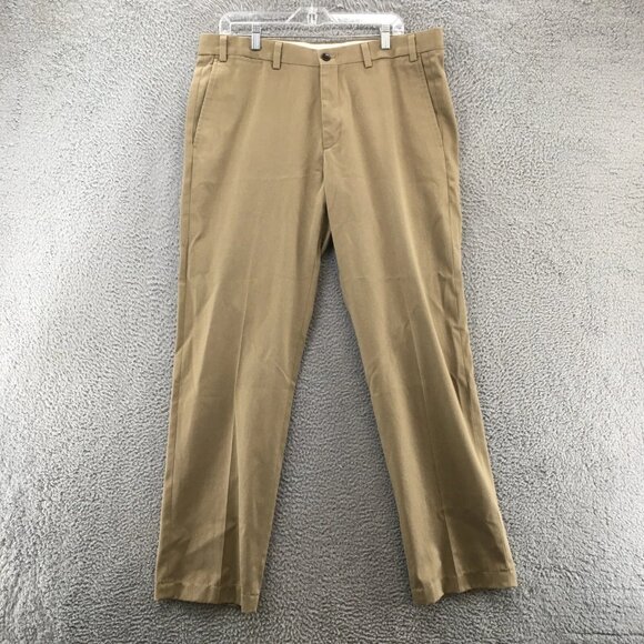 Eddie Bauer Chino Pants Mens 36 Beige Cotton Mid Rise Flat Front Zip Fly Casual - Picture 1 of 12